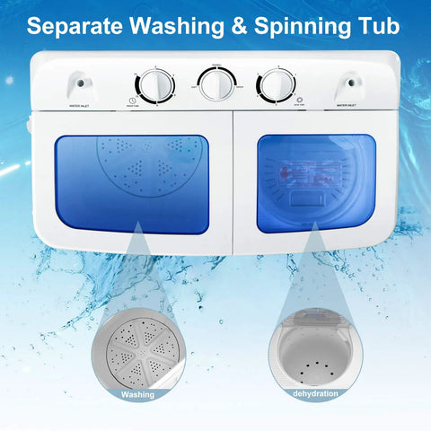 Badass Portable Washing Machine With Twin Tub Setup And Heavy Duty Spin Dryer Compact Laundry Center For Apartments Rv Dorms Goes Hard On Mess total game changer for small spaces, showing wash and spin tubs.