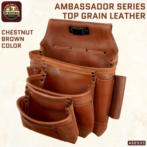 Ambassador Series 10 Pocket Framers Tool Pouch Pro Grade Nail And Tool Holder Built For Pros Made From Genuine Top Grain Leather