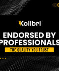 Kolibri logo with text 'Endorsed by Professionals - The Quality You Trust' on black and white patterned background.