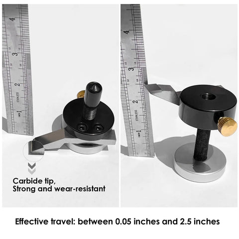 Heavy Duty 6061 Aluminum Disc Scribe And Adjustable Height Gauge For Knife Making Plus Beast Mode Precision Layout Tool with carbide tip and measuring scale.