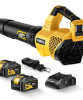Cordless Leaf Blower With 650 CFM Boost, Two 5.2Ah Batteries And Charger, Three Speed Settings, Adjustable Shoulder Strap