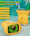Awesome Handheld 50X To 1000X Pocket Microscope With Eight Adjustable Led Lights For Photo And Video Science Kit Toys For Kids Ages Three To Twelve Orange, orange handheld microscope with 2.4-inch screen