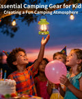 Children reaching for Kid Friendly Lantern With Three Color Modes And USB C Charging during outdoor birthday party at dusk.