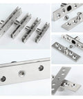 Collage of 360 Degree Hidden Pivot Hinge Set Stainless Steel Concealing Door Hinges Center Pivot Up Down Shaft 2 Pack showing details