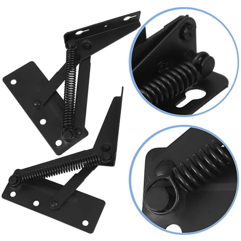 Heavy Duty Steel Spring Loaded Door Hinges With High Hardness And Black Locking For Folding Sofas And Beds, Cabinet Lift Up Hinge