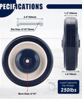 Smooth As Butter Blue TPU Polyurethane Shopping Cart Caster Wheels Replacement Kit specifications showing dimensions and load capacity.