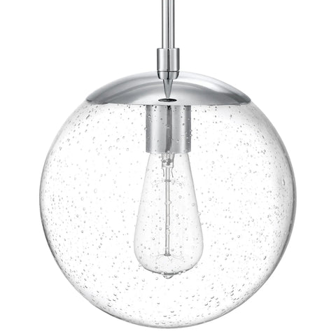 One Light Dimmable Pendant With Clear Seedy Glass Globe In Polished Chrome Dope Modern Kitchen Island Lighting Adjustable Height