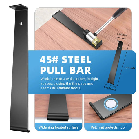 45# steel pull bar for use with 43-Piece Laminate Flooring Tools Kit For LVP And Vinyl Installations With Tapping Block.