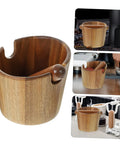 Solid Build Wood Semi Automatic Espresso Grounds Knock Box Splash Shield Coffee Waste Bin Catcher For Home Barista Brewing Station, wooden design.