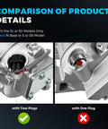 Comparison of two types of AC compressors for Nissan Altima and Rogue 2.5L models, highlighting electrical plug differences.