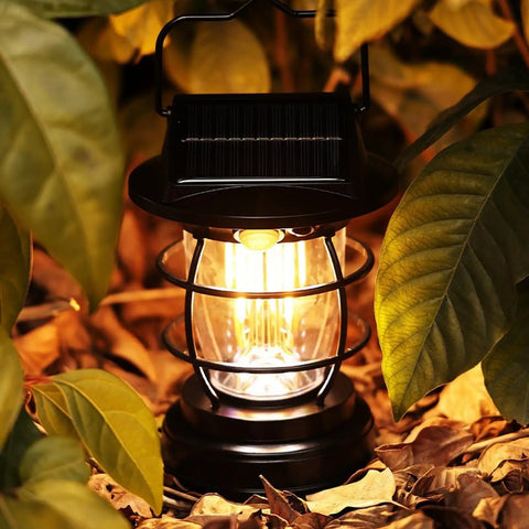 Solar Powered LED Camping Light Portable Waterproof Outdoor Lamp For Hiking And Indoor Emergency Use, Rechargeable Battery