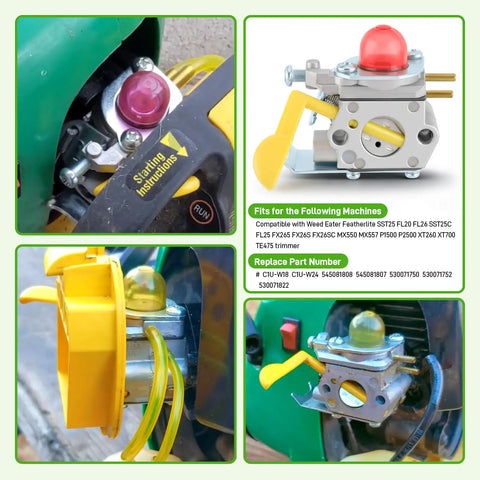 SST25 Carburetor Replacement For Featherlite Weedeater Trimmers Easy Swap For P1500 XT260 FL20 FL25 FL26 FX265 FX26S FX26SC MX550 MX557 TE475 P2500