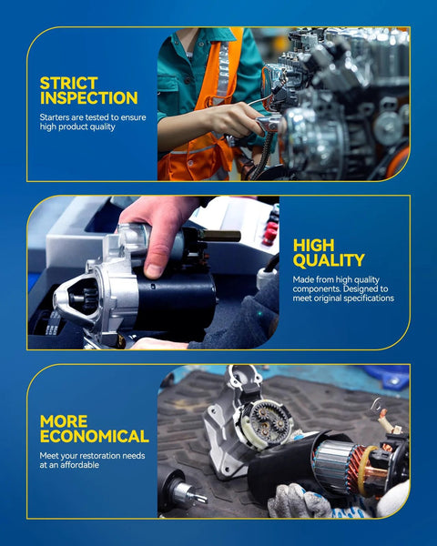 Strict inspection and high quality check of starters ensuring premium specifications and affordability for restoration needs.