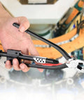 Heavy Duty Steel Alloy Safety Wire Pliers With Spring Return, lock wire twisting tool shown in hand, pro-grade design