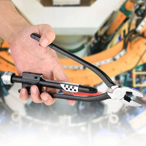 Heavy Duty Steel Alloy Safety Wire Pliers With Spring Return, lock wire twisting tool shown in hand, pro-grade design