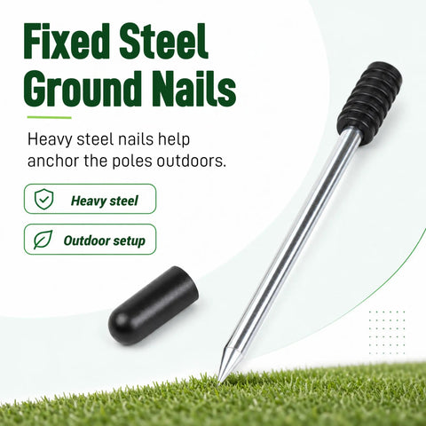 Fixed steel nails and cover for Six Piece Soccer Agility Poles Set For Training, 5 Ft Adjustable Speed And Agility Poles, Outdoor Blue