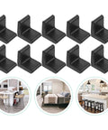 L Shape Black Rubber Furniture Leg Caps Set For Tables And Shelves Floor Protectors for homes and offices.