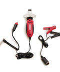 Sure Sharp 12V Handheld Electric Chainsaw Chain Grinder And Sharpener with car adapter, 16 ft cable, and battery clips.