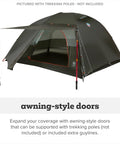 Copper Spur UL Ultralight Backpacking Tent For Two People, 3 Season Waterproof Shelter with awning-style doors open