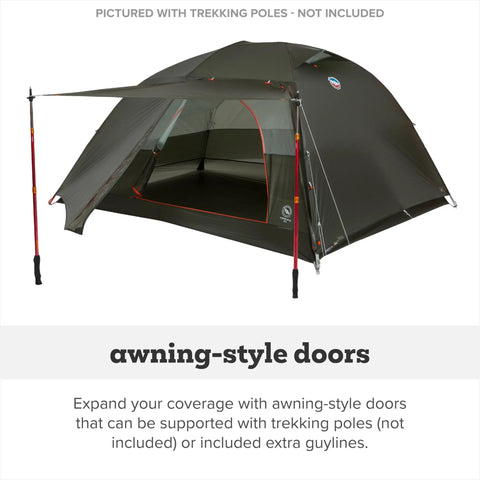 Copper Spur UL Ultralight Backpacking Tent For Two People, 3 Season Waterproof Shelter with awning-style doors open
