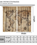 Dope World Map Curtain With Nautical Sailboat Vibe, Vintage Geography Decor, 42 Inch Wide By 45 Inch Long, wrinkle resistant polyester