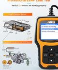All In One OBD2 Scanner And Code Reader For Check Engine Light Fault Codes Quick Diagnosis On All OBD2 Cars 1996 And Newer With Wide Vehicle Compatibility And CAN Support showing EVAP leak test and sensor diagram