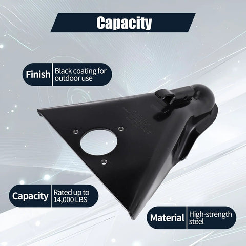 Beefy A Frame Trailer Coupler With Two And Five Sixteenths Inch Hitch Ball Compatibility Ready To Tow Up To Fourteen Thousand Pounds Five Millimeter Reinforced Steel With Black Powder Coat For RV And Utility Trailers