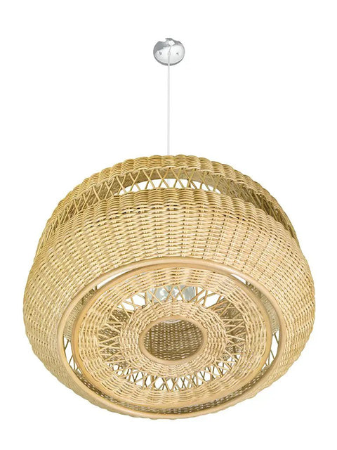 Open Weave Candy Wicker Pendant Lamp In Natural Brown Hand Woven 19.25 Inch Diameter Ceiling Light With 74 Inch Adjustable Cord Rustic Chic Vibe