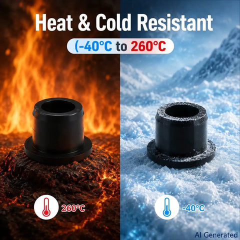 76Pcs Black T Type Silicone Hole Plug Kit With 7 Sizes From 1/4 Inch To 1 Inch, heat and cold resistant, fire and ice background