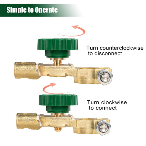 Battery Quick Disconnect Switch Top Post Kill Switch instructions showing clockwise and counterclockwise operation for vehicles