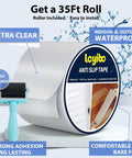 Clear Waterproof Anti Slip Tape 4 Inch By 35 Foot Non Slip Traction Grip For Bathtubs Boats Stairs And Pools roll with roller