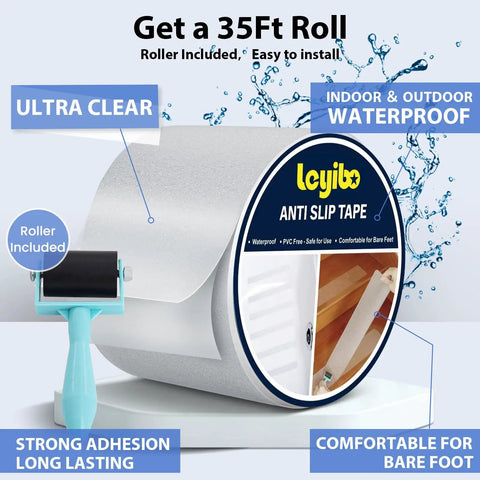 Clear Waterproof Anti Slip Tape 4 Inch By 35 Foot Non Slip Traction Grip For Bathtubs Boats Stairs And Pools roll with roller