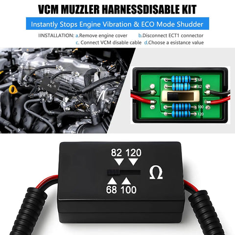 Muzzler for Honda Odyssey Pilot Accord Ridgeline and Acura 3.5L V6 VCM Engine with 30cm Harness Easy Install Adjustable Dial
