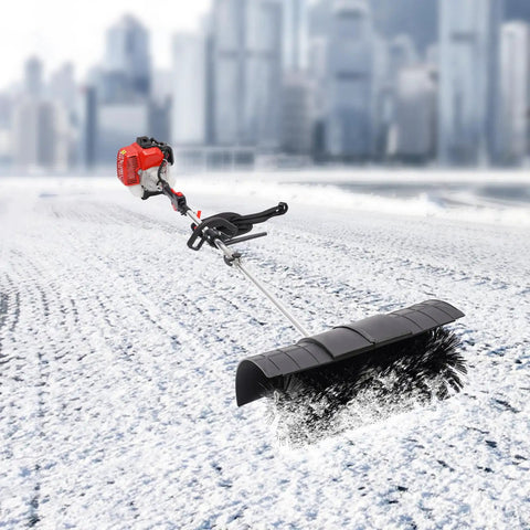 Gas Powered Handheld Sweeper Broom For Lawn Cleanup 52cc 2 Stroke Engine Two Point Three HP Portable Gasoline Powered Sweeping Machine With Fuel Tank Built To Last Durable ABS Aluminum Build Easy Start And Debris Removal, clearing snow