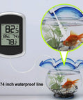 Wired Indoor Outdoor Thermometer With 2.1 Inch Display, 78.74 Inch Waterproof Probe, Fahrenheit Only, Real Time Indoor Outdoor Temp Monitor, Min Max Records, Easy Setup For Home Porch Or Garage, black wall-mounted unit with fish tank probe