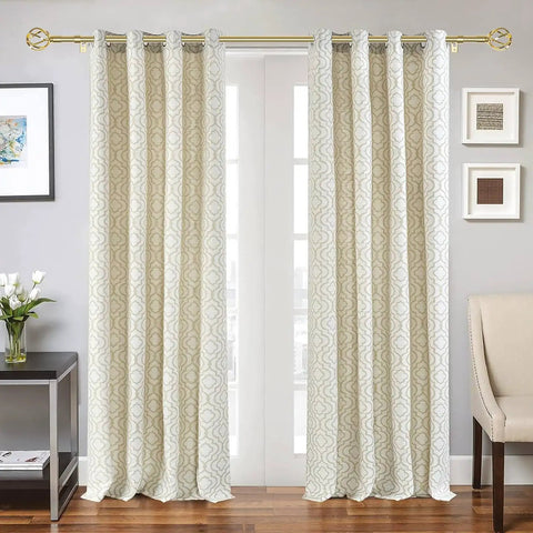 Gold Curtain Rod Set For Windows 32 To 50 Inches With Adjustable Five Eighth Inch Rod, Heavy Duty Brackets, Twisted Cage Finials