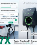 Plug And Play Level 2 Ev Charger 40 Amp Electric Vehicle Charging Station Nema 1450P Plug mounted with display and cables.