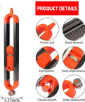 Slick Contour Gauge Scribe Tool With Lock For Woodworking Profile Copying Ruler No Fuss Tracing Template On Point Shape Transfer showing pointer end and features.