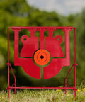 5 In 1 Pellet Gun Target With Auto Reset, Heavy Duty Spinning Gong System for Air Rifles and BB Guns in outdoor setting