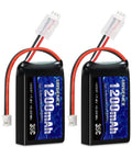 2S 7.4V 1200mAh LiPo RC Battery With PH2.0 Plug, 35C Sustained 70C Burst, Lightweight 55mm By 30mm By 15mm Pack For Most 1 To 24 Scale Cars And Trucks