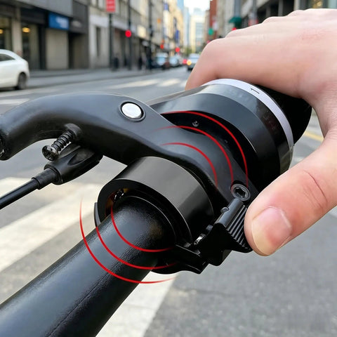 All In One Bike Chain Kit for 6 7 8 Speed 126 Links with Chain Tool, Master Links, and Bicycle Bell in use on city street