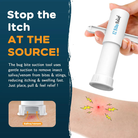 Bug Bite Venom Extractor Tool 2 Pack For Instant Itch Relief And Swelling, Portable First Aid Sucker For Hiking And Camping, Sting Relief In 30 Seconds, Summer Essentials For Kids And Adults, white suction tool on bite