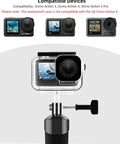 Waterproof Housing With Floating Hand Grip For Action Cameras 5 Pro 4 3 And Xtra Edge Series Top Pick Underwater Kit shown with compatible devices.
