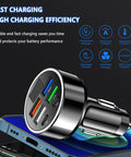 Six Port Usb C Car Charger With Pd Qc3.0 Fast Charging And Voltage Monitor Built Different Essential For Your Ride Fam Fits All iPhones And Androids Double Pack showing six ports.