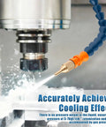 Straight Shooting Coolant Mister For Milling Machines With Slick Magnetic Base in action misting coolant on a workpiece.
