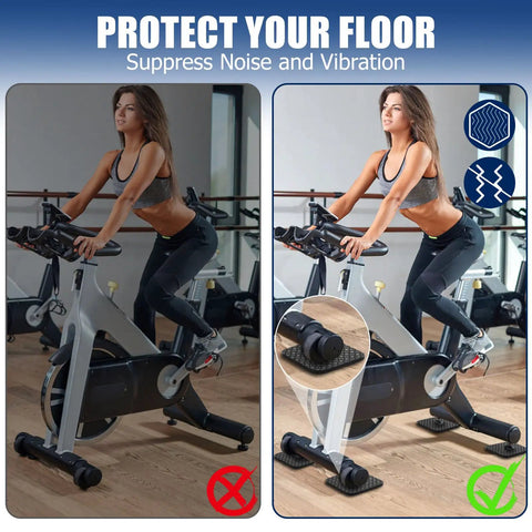 4 Pack Double Sided Non Slip Silicone Exercise Mat For Bike Treadmill And Walking Pad Anti Vibration Floor Protector For Home Gym Lightweight Keeps Equipment Stable And Floors Safe