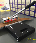 Eight Point Eight Inch Pro Vinyl Floor Cutter That Cuts All Vinyl Types From LVP To SPC and More with a Moveable Blade in use
