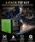 Welder using Pro Grade Replacement Parts Kit For Plasma Cutter Torch Tips For Harbor Freight 45 And 65 Torches, green unit