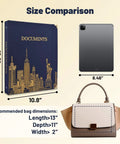 Important Document Organizer Linen Binder With 12 Expanding Pockets For Docs size comparison with tablet and handbag