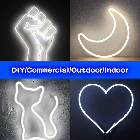 Neon LED Strip Lights 16.4ft 6500K White Flexible Waterproof Silicone Cuttable And Bendable For Decor and Sign Making